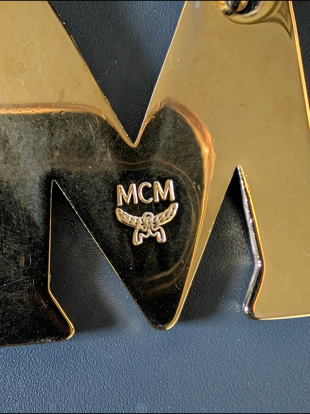 MCM Gold Tone Logo Letter Keychain Charm